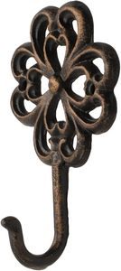 Cast Iron <b>Single</b> Wall Mounted Hook With (Stylised <b>Flower</b>) Design Premium Home Decor & Clothing Hooks & Rails Product - Product Image 6