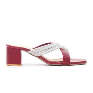 Sandales à talons bordeaux Pantoufles de fantaisie FN7523 - Product Image 3