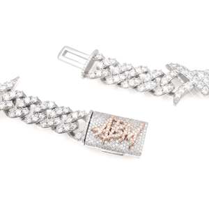 Bracelets et Joncs en Or 14K avec Chaîne Cubaine à Maillons Pointus en Moissanite et Fermoir Personnalisé 15MM - Product Image 2