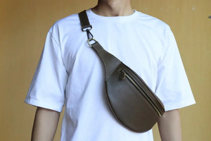 Bolso Bandolera de Piel Genuina al por Mayor, Riñonera Cruzada de Moda, Mini Bolso de Hombro de Piel para Teléfono para Hombre - Product Image 5