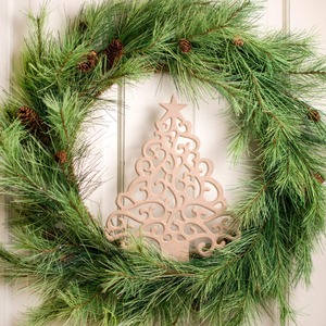 Decoración festiva de árbol de Navidad MDF marrón natural perforado de madera artesanal para hogares abrazar la elegancia natural durante las vacaciones - Product Image 2