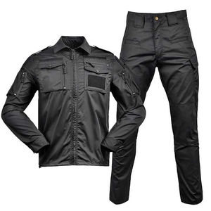 Tops and <b>Pants</b> New Security Uniforms Set Full-Sleeve Security Guard Uniform Security Guard Uniform <b>Black</b> Unisex <b>Work</b> Breathable - Product Image 1