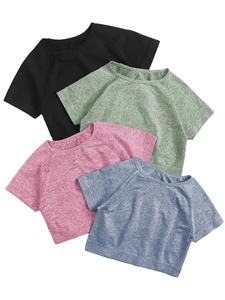 CropTop personalizado para mujer, Top corto liso de manga corta informal de verano para mujer, camisetas de algodón para mujer, CropTop transpirable personalizado - Product Image 5