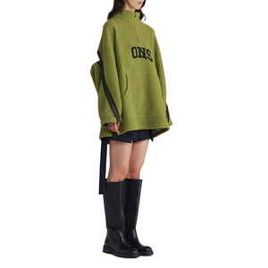 Sudadera de Felpa Personalizada de Alta Calidad, Holgada, Cuadrada, Extra Grande, con Media Cremallera, Cremallera en la Parte Trasera de la Manga, Gruesa, para Mujer - Product Image 4