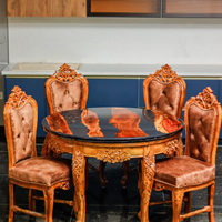 Ensemble de meubles de salle à manger en bois massif sculpté Dragon Phénix, comprenant une table et des chaises, meubles de maison de style mid-century