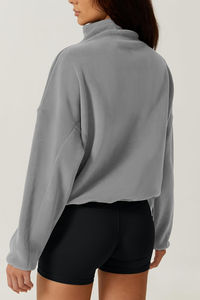 Sudadera con Capucha Vintage Blanca Personalizada de Felpa Deportiva Transpirable de Gran Tamaño con Media Cremallera para Mujer, Sudadera Cómoda con Media Cremallera - Product Image 3