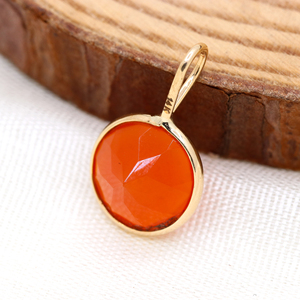 Natural Faceted Carnelian Gemstone 14k <b>Solid</b> Yellow <b>Gold</b> <b>Gold</b> Plated Handmade Women <b>Pendant</b> Jewelry GIA for Gift Wholesale - Product Image 6