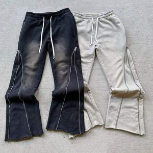 Ropa de calle de alta calidad para hombre, Sudadera con capucha de diamantes de imitación de Hip Hop y pantalones de chándal acampanados, conjuntos de 2 uds, chándal de gran tamaño con cremallera y remaches 2025 OEM - Product Image 5