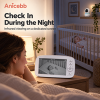 Anicebb Moniteur pour bébé de 5 pouces, vision nocturne infrarouge, alertes sonores VOX, 2,4 GHz FHSS, audio bidirectionnel, sans Wi-Fi, BM5G08L pour les soins de la nurserie