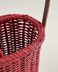 Pink Eco-Friendly Circle Shape Two-Compartment Natural Rattan Storage <b>Basket</b> - Product Image 3
