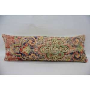 12x36 Inch Wool Kantha <b>Pillow</b> Multicolor Paisley Patchwork Vintage Woven Pattern - Product Image 1
