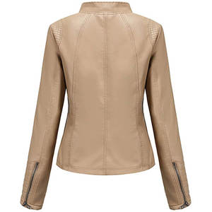 Vestes en cuir véritable pour femmes Slim Fit Biker & Casual Styles Fournisseur OEM du Pakistan Logo personnalisé disponible en cuir marron - Product Image 5