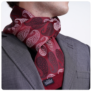 Exve Exclusive Elegant Double-Sided <b>Burgundy</b> <b>Scarf</b> with Silver Black Shawl Pattern Jacquard Woven Knitted - Product Image 1