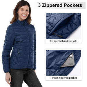 Chaqueta acolchada ligera informal para mujer, ropa de invierno, capucha extraíble sostenible, cuello levantado de alta calidad, decoración con patrón XL - Product Image 3