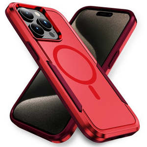 เคส iPhone 18 Pro Max, iPhone 17 Pro Max แบบไฮบริดสองชั้น พร้อมวงแหวนแม่เหล็ก สีแดง - Product Image 1