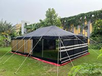 Tente familiale extérieure portable Deluxe en toile PVC à trois volets pour le camping dans le désert Capacité de structure de deux chambres 2 personnes