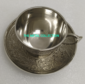 Silver Plated Brass <b>Cup</b> <b>Saucer</b> for Home Hotel Kitchenware Serving <b>Cup</b> Decorative Customized Size Brass <b>Tea</b> and Coffee <b>Cup</b> <b>Saucer</b> - Product Image 6