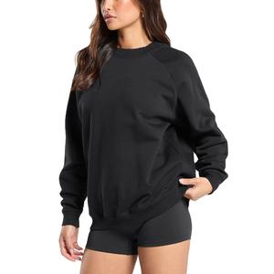 Meilleure mode ample confortable décontracté filles rayure femmes sweat avec poches dames plaine col rond sweats - Product Image 2