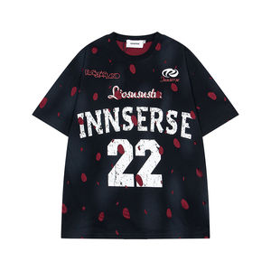 Camiseta de Verano para Hombre, Corte Holgado, Cuello en V, Manga Corta, 100% Algodón, Transpirable, Lavada, para un Look Casual - Product Image 1