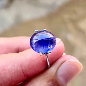 Anillo de Compromiso/Boda de Plata de Ley 925 de Estilo Clásico para Hombre Mehrajudin Gems, con Cabujón de Tanzanita Natural, Gema Fina, Regalo - Product Image 4