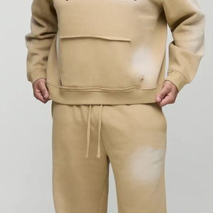 ชุดวอร์มผู้ชายไซส์ใหญ่ ดีไซน์สวยที่สุด สำหรับฤดูหนาว ลายซีดจางแบบซันเฟด พิมพ์ลายสกรีน ทรงโอเวอร์ไซส์ - Product Image 5