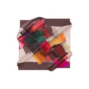 Satin Silk Designer <b>Scarf</b> with Geometric Dot Pattern Spring Summer Accessory - Product Image 1