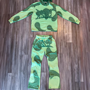 Custom Sweatsuit Pullover Hoodie and Sweatpants <b>Set</b> 100% Cotton Heavyweight Cut <b>Sew</b> Patch Embroidery Tracksuit for Men - Product Image 1