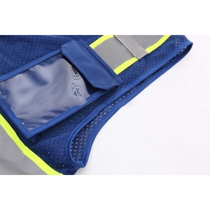 Gilet de sécurité personnalisé haute visibilité avec fermeture éclair et poches multiples tissu doux respirant imperméable-équipement réfléchissant vente en gros - Product Image 3