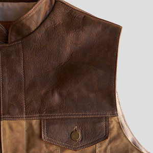 Chaleco de Cuero para Motociclista, de Piel de Oveja Marrón, Tejido a Crochet, Transpirable, de Primera Calidad, Estilo Vintage, Personalizado, para Hombre, Invierno 2026 - Product Image 6