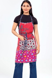 Tablier indien vintage Kantha Sari, tablier de cuisine élégant en coton avec poches pour femmes et hommes - Vente en gros de patchwork Kantha coloré - Product Image 6