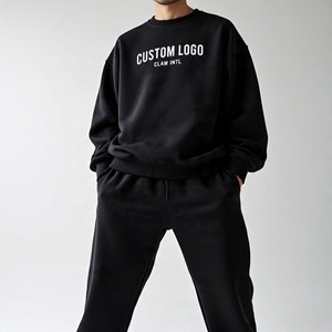 Color Block Boxy Man <b>Sweatpants</b> and Hoodie Set Streetwear <b>Oversized</b> Tracksuit Heavyweight Fleece Blank Flared Baggy Tracksuits - Product Image 2