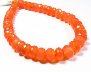 Cuentas cortadas facetadas de cornalina naranja, hebra de 8 ", 7-8mm, cuentas de piedras preciosas Briolette Rondelle de cornalina Natural - Product Image 2