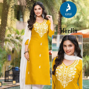 Collection hiver vente en gros rayonne flammé Kurti bas Dupatta tenue de soirée Salwar Kameez style indien pakistanais vêtements complets - Product Image 1