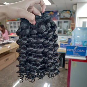 100% cheveux humains vietnamiens bruts couleur noire naturelle bouclés profonds pour Machine Double trame 6 "-34" cheveux vierges VIETGLOBAL HAIR - Product Image 1