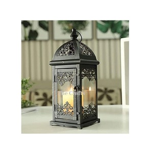 Lanterne suspendue au design attrayant en fer et lanterne à bougie en verre pour accessoires de mariage et de décoration intérieure - Product Image 5