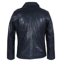 OEM Neuankömmling Herren Marineblau Einfarbige Rindsleder Echte Motorradjacke 100% Hochwertig Geringe Mindestbestellmenge Übergrößen Winter