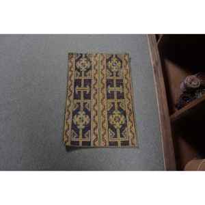 Alfombra de área de lana turca Vintage, 150cm X 220cm, diseño de retazos marrón Beige, respaldo de látex rectangular grande para pasillo, habitación, cabecera - Product Image 1