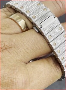 Reloj de Dos Tonos en Plata y Oro Rosa con Diamantes Moissanite VVS para Hombre, Correa de Acero Inoxidable, Joyería de Lujo con Incrustaciones de Diamantes, Estilo Hip Hop - Product Image 5