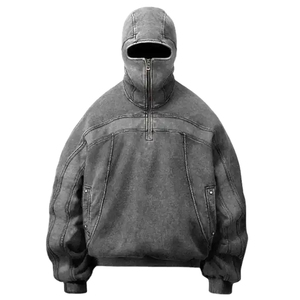 2025 haute qualité sans ficelle respirant pierre lavé à l'acide sweats à capuche hommes fermeture éclair complète nous Boxy 500 GSM concepteur haut garçons sweats à capuche de base - Product Image 1