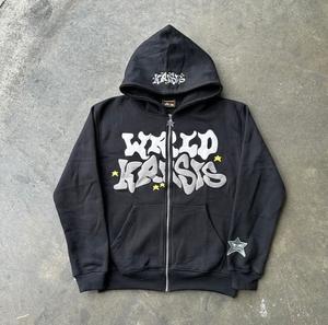 Vente en gros sweats à capuche zippés impression bouffante 100% coton sweat à capuche zippé - Product Image 1