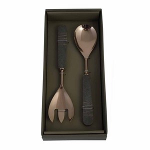 Royal Trozzo Mango Chapado en oro rosa Juegos para servir ensaladas Vajilla Acabado brillante Servidor de ensaladas Mesa barata - Product Image 1