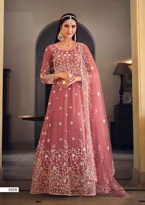 Robe Anarkali à la demande avec broderie à séquence lourde pour les femmes vêtements de fête de l'Inde Export - Product Image 4