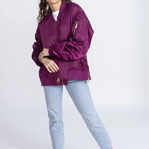 <b>Women</b> <b>Bomber</b> <b>Jacket</b> Custom Nylon <b>Lightweight</b> Fashion Streetwear Outerwear OEM Factory Manufacturer Supplier - Product Image 2