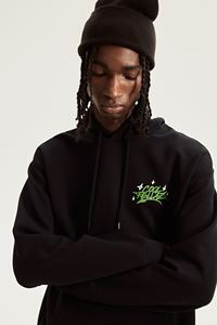 เสื้อสเวตเตอร์คอตตอนสีดำสำหรับผู้ชาย, เสื้อสเวตเตอร์คอตตอนผสมทรงหลวมใส่สบายพิมพ์ลายมีฮู้ดหูรูดมีกระเป๋าสไตล์จิงโจ้สำหรับฤดูหนาว - Product Image 6