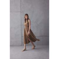 YAKE Damen-Kaffeebraunes Kleid