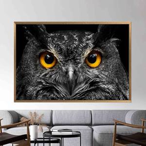 ภาพพิมพ์บนผ้าใบลายนกฮูก - ของตกแต่งรูปสัตว์สุดหรู,1P:กรอบสีทอง - Product Image 1