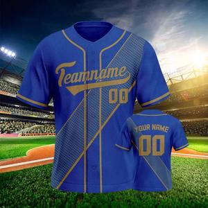 Personnalisé bleu-or bouton équipe Baseball uniforme personnalisé imprimé nom numéro respirant vêtements de sport pour hommes jeunes enfants pour - Product Image 2