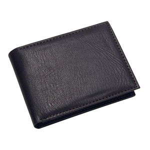 <b>Men's</b> Genuine Leather Slim <b>Wallet</b> Fold Closure Minimalist Style Short Length Daily Use Brown Color - Product Image 4