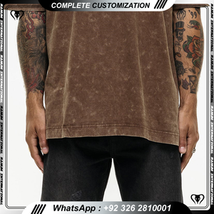 T-Shirts vintage manches courtes lavage à l'acide t-shirt Streetwear coton lourd t-shirts personnalisés de haute qualité - Product Image 3