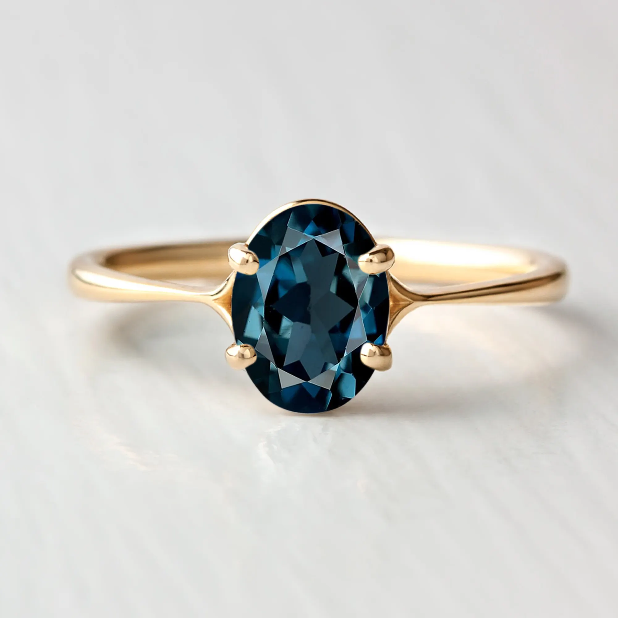 Cincin Topaz biru Oval London alami perhiasan halus desain terbaru 18K 14K emas murni hadiah klasik cincin modis kualitas terbaik untuk wanita